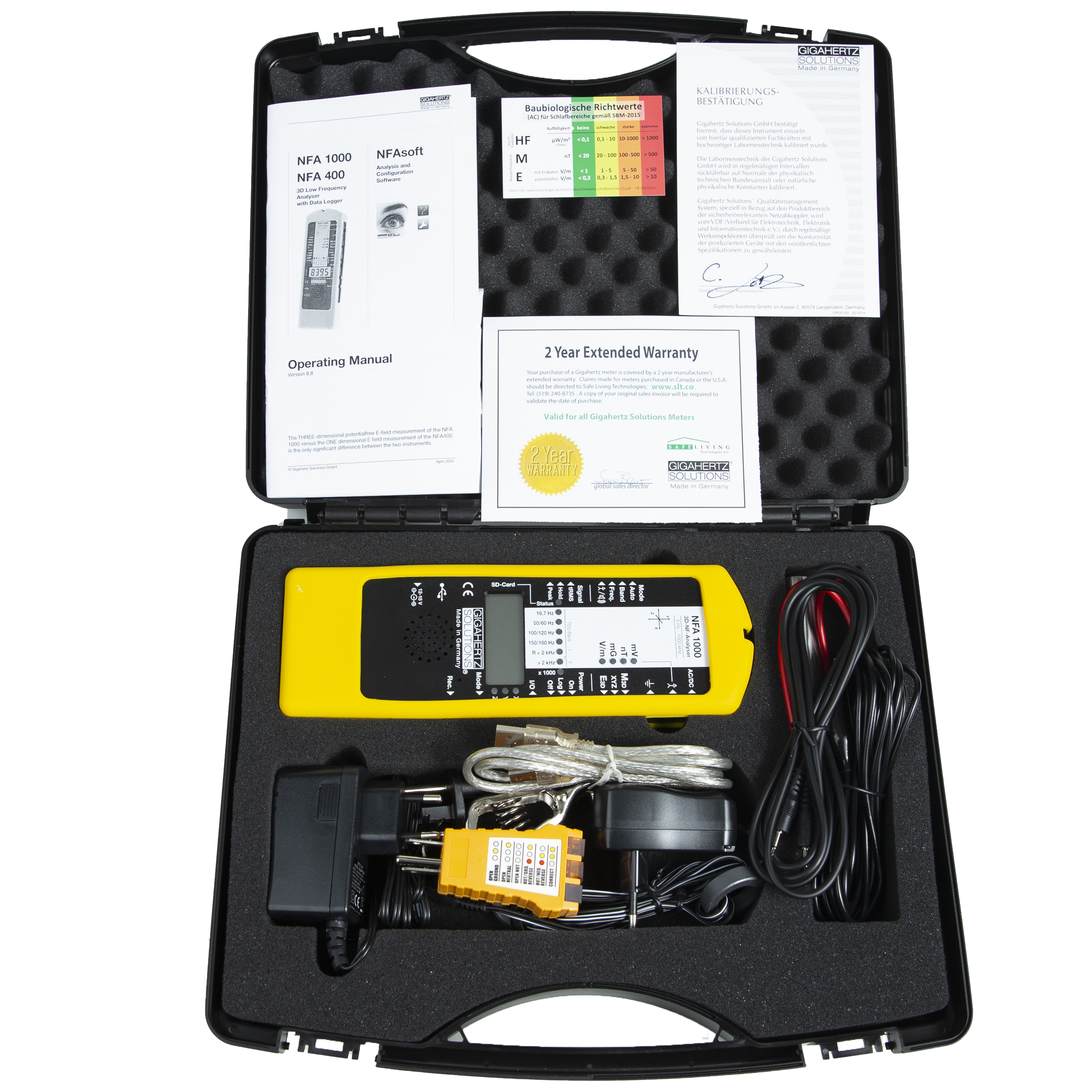 Gigahertz Solutions Professional 3 Axis EMF Meter NFA1000 Components